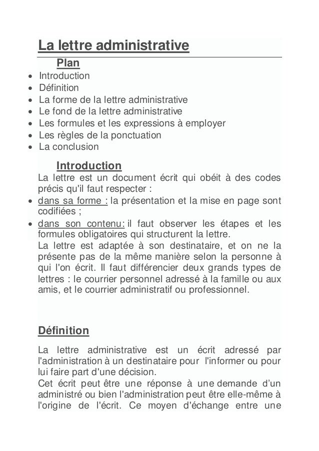 lettre administrative exemple